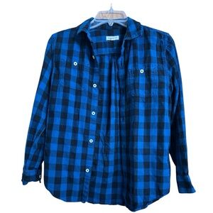 Tucker + Tate Blue and Black Checkered Flannel Shirt, Large (10/12)